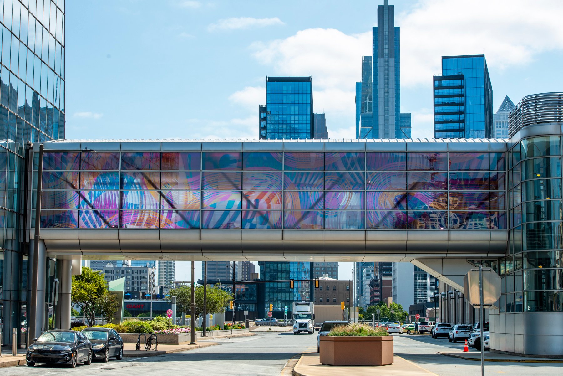 Art at Amtrak on Cira Skybridge in Schuylkill Yards  